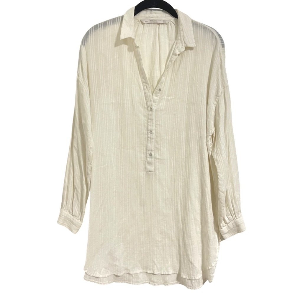 Zara Stripe Cotton Tunic Shirt Size S
